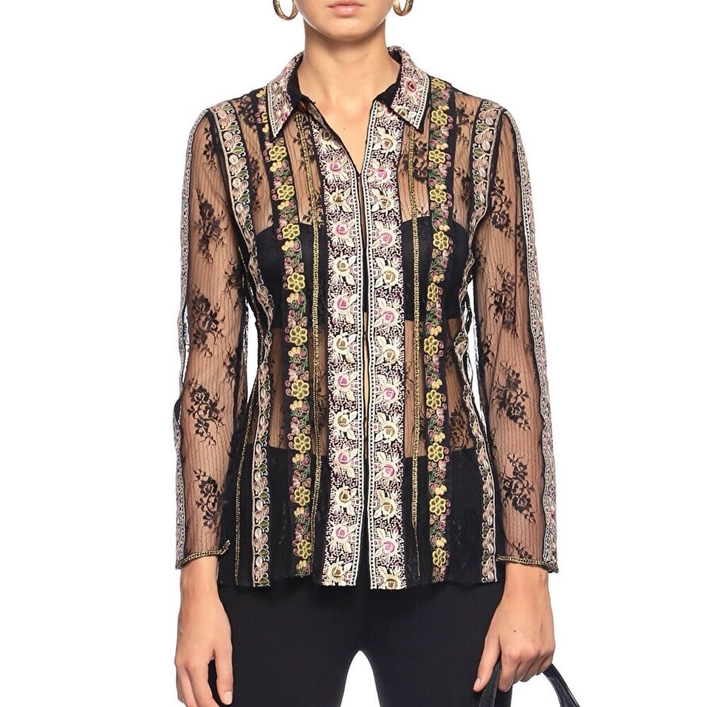 Alice + Olicia Dalia Embroidered Lace Blouse